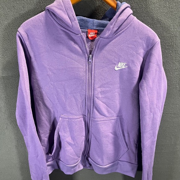 Nike Tops - Nike Womens Full Zip Fleece Hoodie Purple Embroidered Swoosh Small